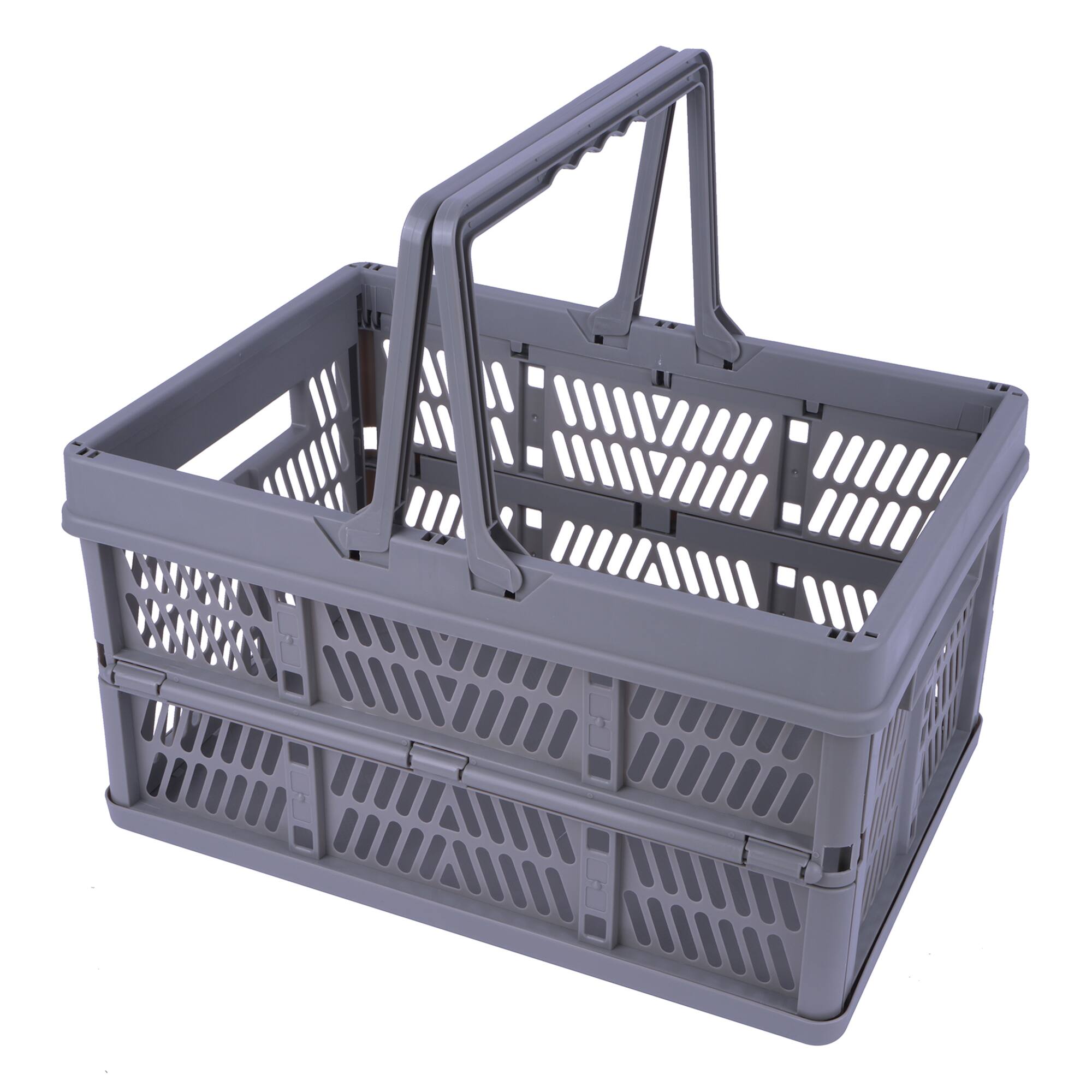 Gray Collapsible Plastic Storage Crate by Simply Tidy